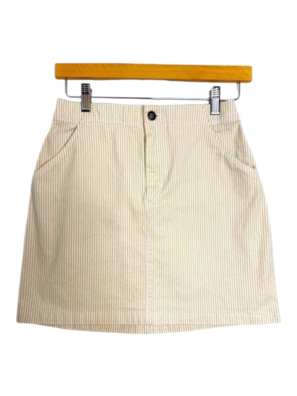 Hollister Mini Skirt Ultra High-Rise Yellow / Beige and White Striped Size Small